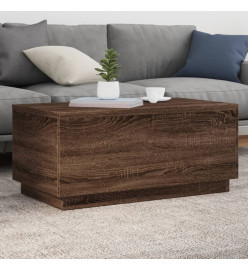 Table basse avec lumières LED chêne marron 90x50x40 cm