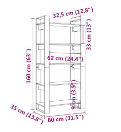 Bibliothèque/Cloison Marron miel 80x35x160 cm Bois massif