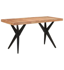 Table à dîner noir 140x70x76 cm bois d'acacia solide