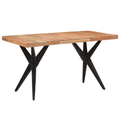 Table à dîner noir 140x70x76 cm bois d'acacia solide