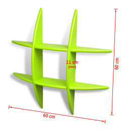 Etagère murale en MDF Vert pour DVD/Livres