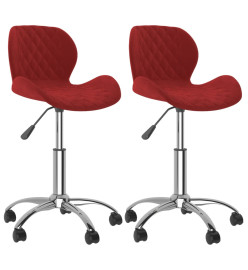 Chaises pivotantes salle à manger 2 pcs Rouge bordeaux Velours