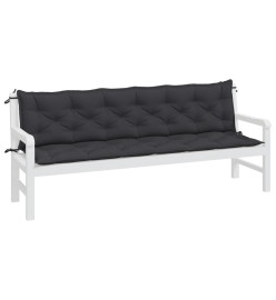 Coussins de banc de jardin 2 pcs noir 200x50x7 cm tissu Oxford