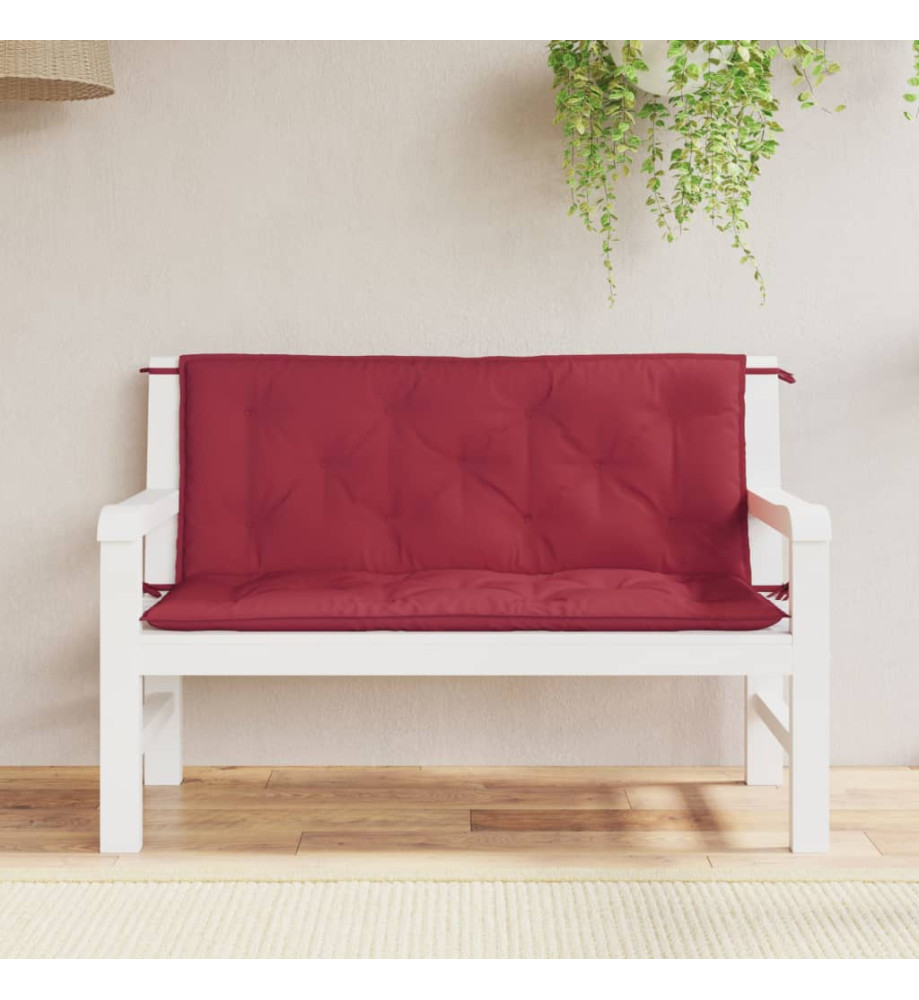 Coussins de banc de jardin 2 pcs rouge bordeaux tissu Oxford Coussins de banc de jardin 2 pcs rouge bordeaux tissu Oxford