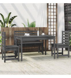 Ensemble à dîner de jardin 4 pcs gris bois massif de pin