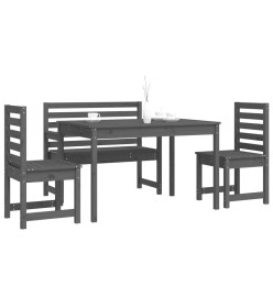 Ensemble à dîner de jardin 4 pcs gris bois massif de pin