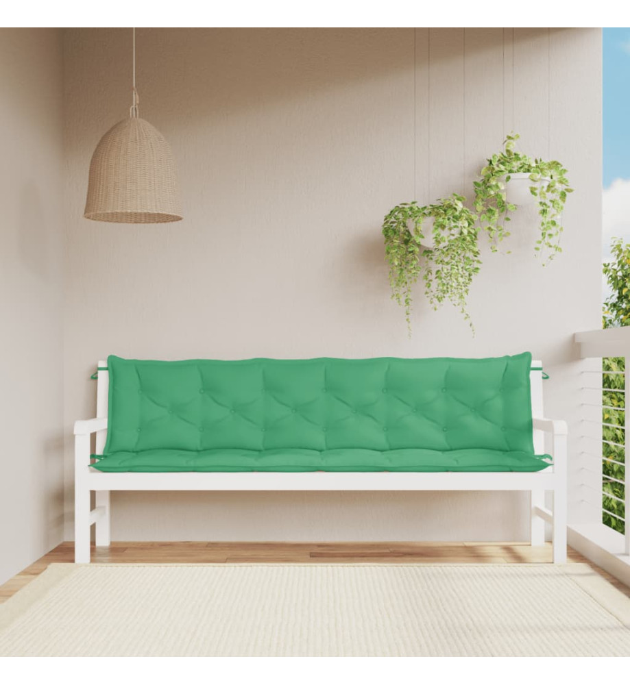 Coussins de banc de jardin 2 pcs vert 200x50x7 cm tissu Oxford