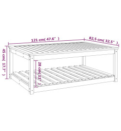 Table de jardin blanc 121x82,5x45 cm bois massif de pin