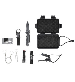 HI Kit de survie avec 10 pcs Noir