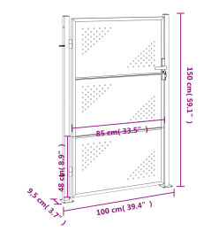 Portail de jardin 100x150 cm acier inoxydable