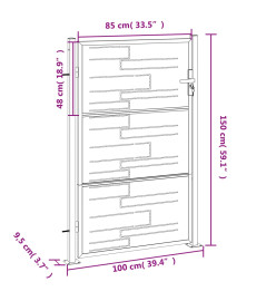 Portail de jardin 100x150 cm acier inoxydable