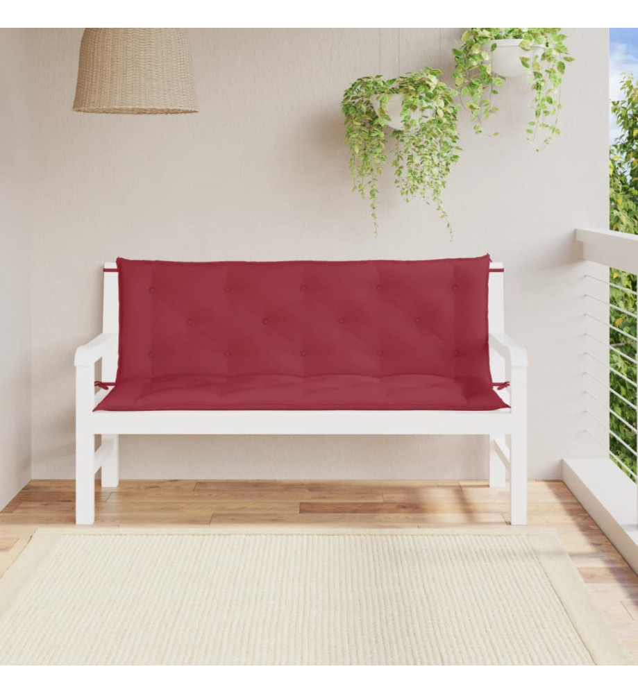 Coussins de banc de jardin 2 pcs rouge bordeaux tissu Oxford Coussins de banc de jardin 2 pcs rouge bordeaux tissu Oxford