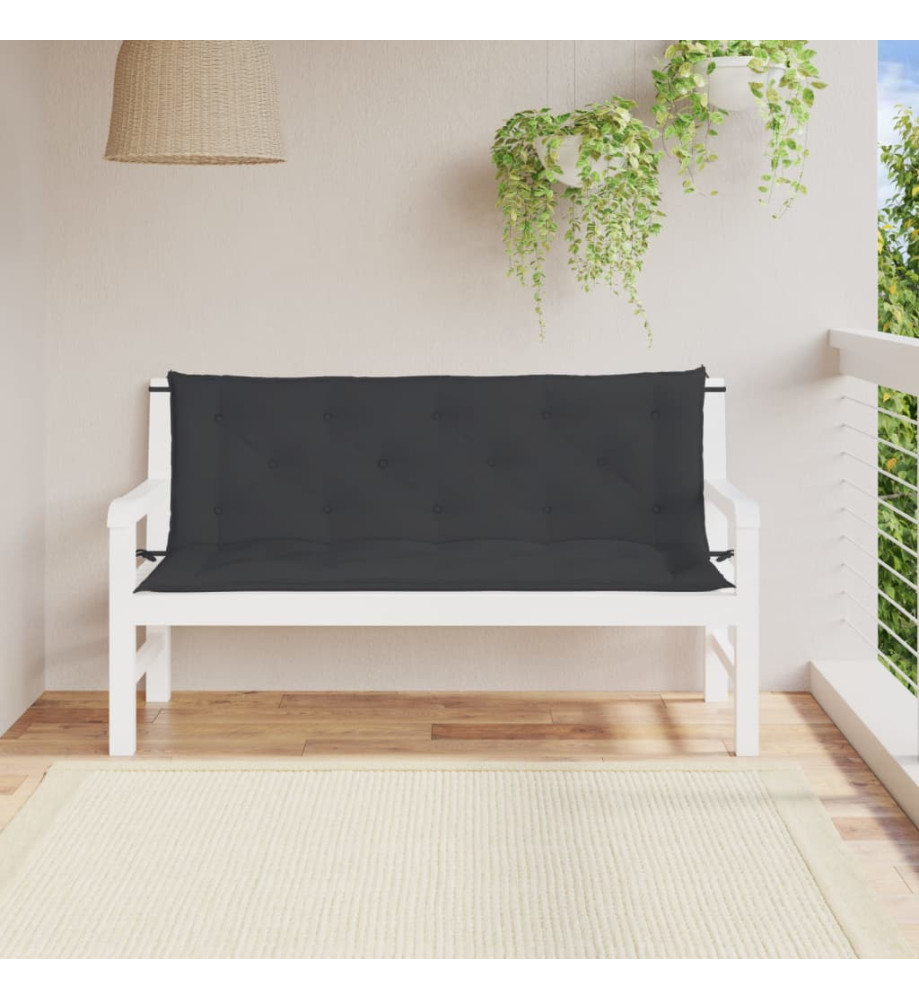 Coussins de banc de jardin 2 pcs noir 150x50x7 cm tissu Oxford