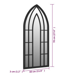 Miroir Noir 70x30 cm Fer pour utilisation à l'intérieur