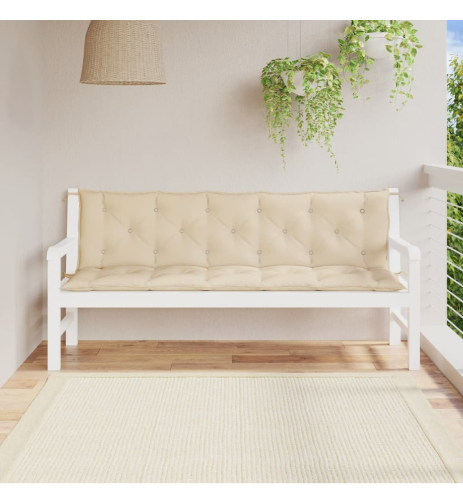 Coussins de banc de jardin 2 pcs beige 180x50x7 cm tissu Oxford