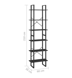 Étagère de rangement Noir 60x30x210 cm Bois de pin massif