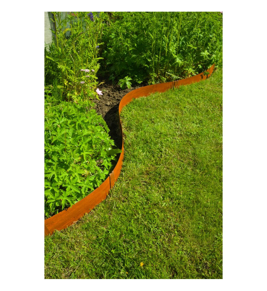 Nature Bordures de jardin 3 pcs 91,4x10,2 cm acier corten