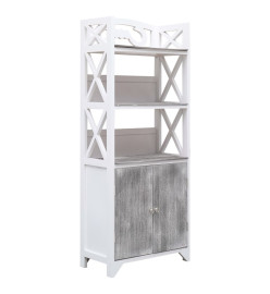 Armoire de salle de bain Blanc et gris 46x24x116 cm Paulownia