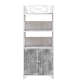 Armoire de salle de bain Blanc et gris 46x24x116 cm Paulownia