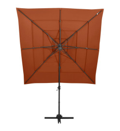 Parasol à 4 niveaux avec mât en aluminium Terre cuite 250x250cm