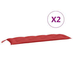 Coussins de banc de jardin 2 pcs rouge 150x50x7 cm tissu Oxford