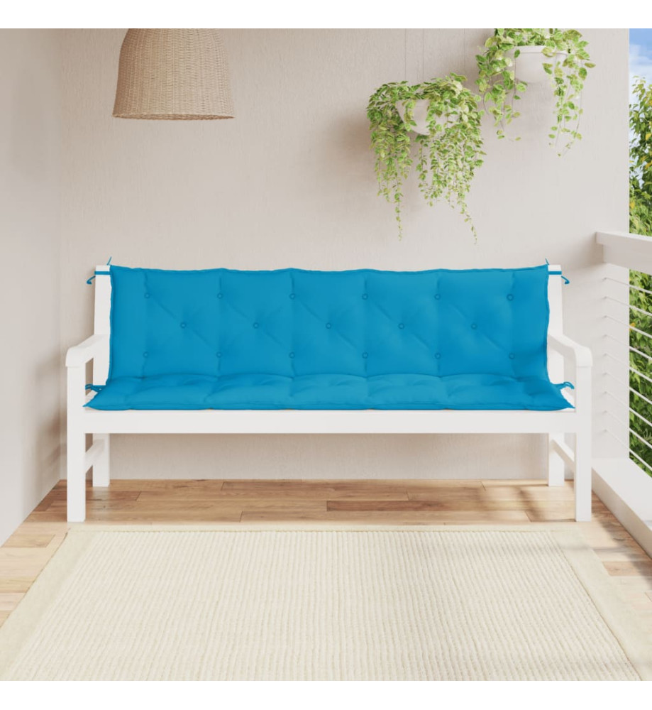 Coussins de banc de jardin 2 pcs bleu clair tissu Oxford Coussins de banc de jardin 2 pcs bleu clair tissu Oxford