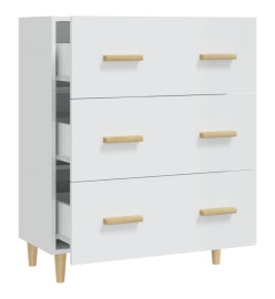 Buffet Blanc brillant 70x34x90 cm Bois d'ingénierie