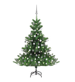 Sapin de Noël artificiel Nordmann avec LED et boules Vert 120cm