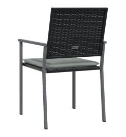 Chaises de jardin et coussins lot de 4 noir 54x62,5x89 cm rotin