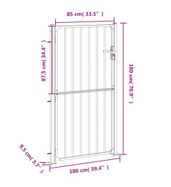 Portail de jardin 100x180 cm acier inoxydable