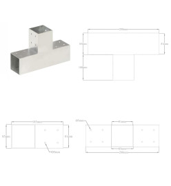 Connecteurs de poteau 4 pcs Forme en T Métal galvanisé 81x81 mm