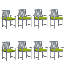 Chaises de jardin avec coussins 8 pcs Bois d'acacia solide Gris