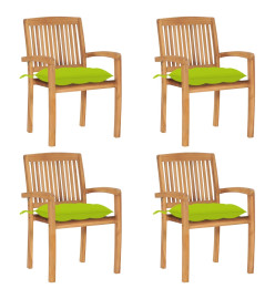 Chaises de jardin empilables avec coussins 4 pcs Teck solide
