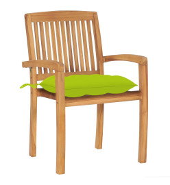 Chaises de jardin empilables avec coussins 4 pcs Teck solide