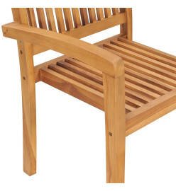 Chaises de jardin empilables avec coussins 4 pcs Teck solide