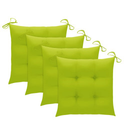 Chaises de jardin empilables avec coussins 4 pcs Teck solide