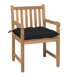 Chaises de jardin 2 pcs avec coussins noir Bois de teck massif