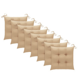 Chaises de jardin 8 pcs avec coussins Bois de teck massif
