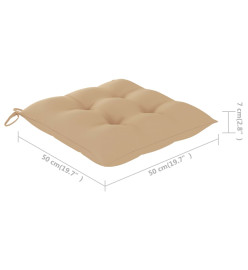 Chaises de jardin 4 pcs avec coussins beige Bois de teck solide