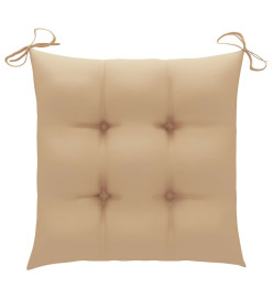 Chaises de jardin 4 pcs avec coussins beige Bois de teck solide