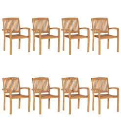 Chaises de jardin empilables avec coussins 8 pcs Teck solide