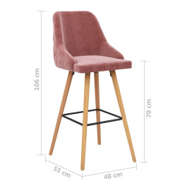 Tabourets de bar lot de 2 rose velours