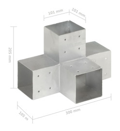 Connecteur de poteau Forme en X Métal galvanisé 101x101 mm