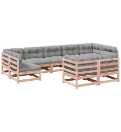 Salon de jardin 9 pcs avec coussins sapin de douglas solide
