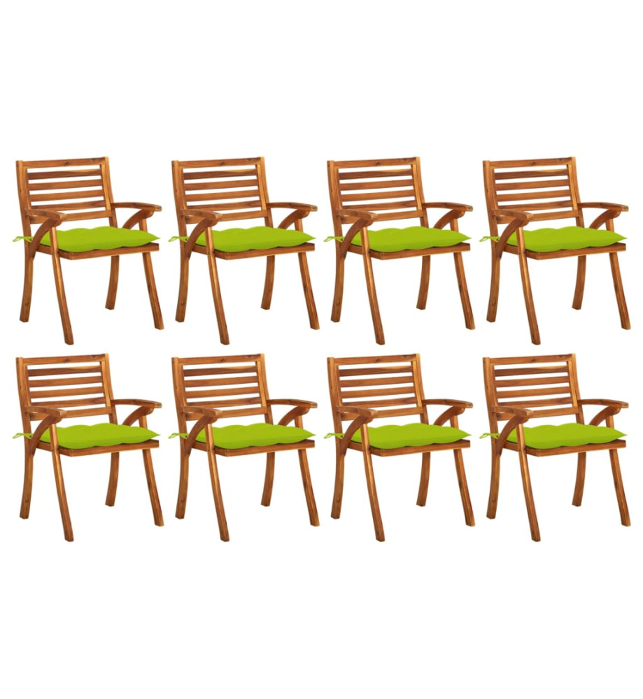 Chaises de jardin avec coussins 8 pcs Bois d'acacia solide Chaises de jardin avec coussins 8 pcs Bois d'acacia solide