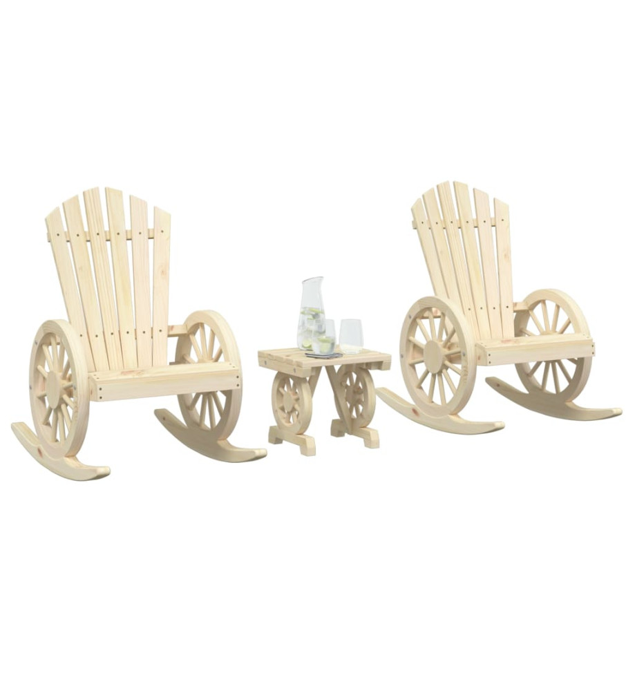 Salon de jardin 3 pcs bois de sapin massif Salon de jardin 3 pcs bois de sapin massif