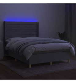 Sommier tapissier et matelas et LED Gris clair 140x200 cm Tissu