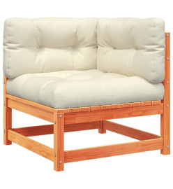 Salon de jardin 9 pcs avec coussins marron cire bois pin massif