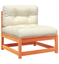 Salon de jardin 9 pcs avec coussins marron cire bois pin massif