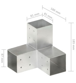 Connecteurs de poteau 4 pcs Forme en Y Métal galvanisé 81x81 mm